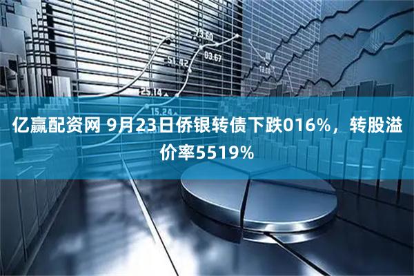 亿赢配资网 9月23日侨银转债下跌016%，转股溢价率5519%
