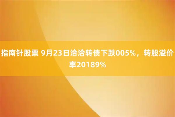 指南针股票 9月23日洽洽转债下跌005%，转股溢价率20189%